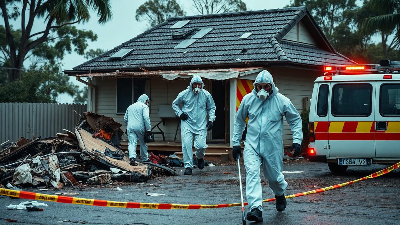 Emergency asbestos removal Sydney — 24/7 same-day response for storm damage and accidental disturbance. 24/7 emergency asbestos removal team responding to storm-damaged asbestos roofing at a Sydney home